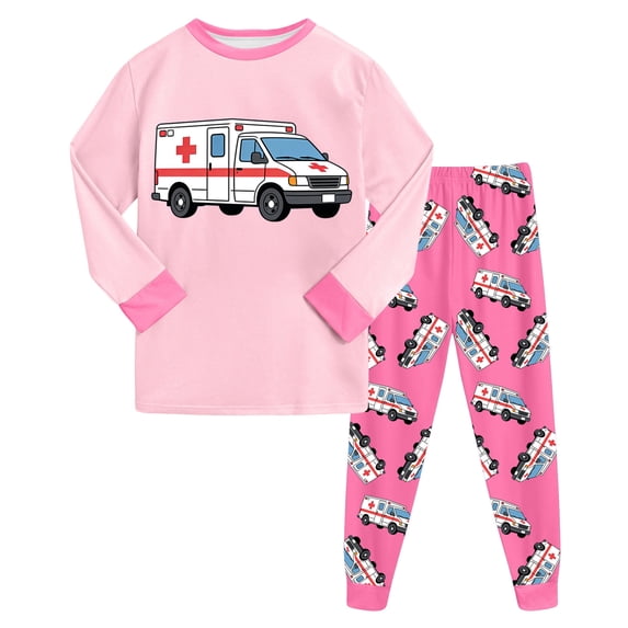 KPOPLK Toddler Baby Boy Outfit Set Long Sleeve Dinosaur Print Sweatshirt Pants Set Fall Winter Clothes Size 6-7 Years,Pink