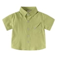 thumbnail image 1 of KPOPLK Toddler Baby Boy Short Sleeve Button Down Shirt 6 9 12 18 Months 2T 3T 4T Kid Dress Shirt | Infant Summer Clothes,Collared Shirts,School Uniform Shirts Green,1-2 Years, 1 of 4