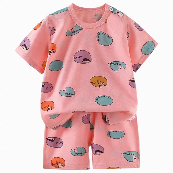 KPOPLK Toddler Baby Boy Summer Clothes Funny Graph T Shirt Elastic Waist Pockets Shorts Set 2 Piece Outfit(6-9 Months,Pink)