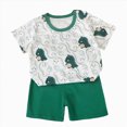 thumbnail image 1 of KPOPLK Toddler Baby Boy Summer Clothes Letters Short Sleeve T-shirt Top Elastic Waist Shorts Set Summer Outfit 2Pcs(5-6 Years,Dark Green), 1 of 4
