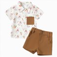 thumbnail image 1 of KPOPLK Toddler Baby Boy Summer Clothes for 1T 2T 3T 4T Short Sleeve Cartoon Print Shirt Top Shorts 2Pcs Casual Outfit(3-6 Months,White), 1 of 9