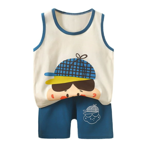 KPOPLK Toddler Baby Boy Summer Clothes short Sleeve Color Block T-Shirt with Elastic Waist Set Outfit Children Sleepwear Sets Baby Gift Sets,Sizes 4-5 Years