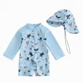 thumbnail image 1 of KPOPLK Toddler Baby Boy Swimsuit Shark/Turtle Long Sleeve One Piece Rash Guard Zip-up Bathing Suit Sunsuit Beachwear(Blue,2-3 Years), 1 of 7