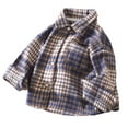 thumbnail image 1 of KPOPLK Toddler Baby Boys Girls Outfits Plaid Flannel Long Sleeve Shirts Button Down T-Shirt Tops(5-6 Years,Blue), 1 of 2