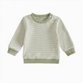 thumbnail image 1 of KPOPLK Toddler Baby Boys T-Shirts Crewneck Stripe Print Casual Long Sleeve Kids Fall Winter Basic Tops 3 6 9 12 18 24 Months,Size 0-3 Months, 1 of 3