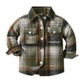thumbnail image 1 of KPOPLK Toddler Baby Boys and Girls Plaid Shirts Jacket Long Sleeve Lapel Button Down Top Outwear Clothes(12-18 Months,AG), 1 of 2