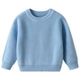 thumbnail image 1 of KPOPLK Toddler Baby Cable Knit Sweater for Boys Long Sleeve Crewneck Striped Cotton Pullover Sweatshirt Fall Winter(1-2 Years,Blue), 1 of 9