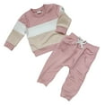 thumbnail image 1 of KPOPLK Toddler Baby Fall Winter Clothes Color Block Long Sleeve Sweatshirt Pullover Tops + Joggers Pants Outfit Set toddler fall clothes for boys(Pink,2-3 Years), 1 of 3