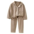 thumbnail image 1 of KPOPLK Toddler Baby Girl Boy Outfit Letter Embroidered Long Sleeve Sweatshirt Plaid Pants Set 2Pcs Clothes(3-4 Years,Brown), 1 of 3