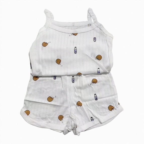 KPOPLK Toddler Baby Girl Clothes Sumemr Teen Sleeveless Tank Tops Ruffle Halter Shirts Floral Shorts 2 Piece Set Summer Pajamas Outfits(3-4 Years,White)