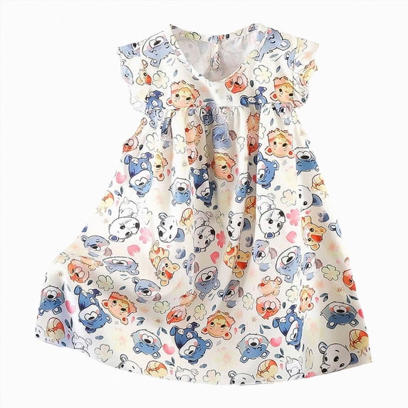 KPOPLK Toddler Baby Girl Dresses Ruffle Sleeveless Little Kid Floral Summer Beach Sundress Party Outfits(9-10 Years,Beige)