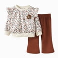 thumbnail image 1 of KPOPLK Toddler Baby Girl Fall Clothes Soft Outfits Set Embroidered Knit Top & Flare Pant 2Pcs Cute Home Outdoor 9Months 1t 2t 3t,Size 9-12 Months, 1 of 9