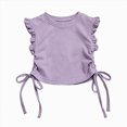 thumbnail image 1 of KPOPLK Toddler Baby Girl Ruffle Short Sleeve Shirts Little Kids Summer Crew Neck Crossback Blouse 9M-10Y Size 7-8 Years,Purple, 1 of 9