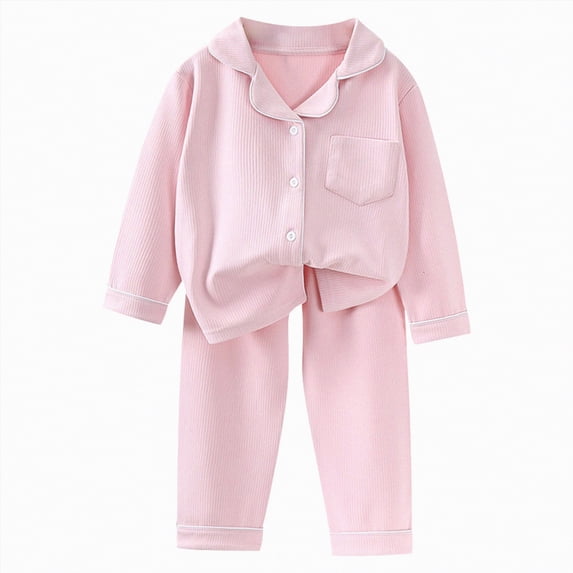 KPOPLK Toddler Baby Girl Satin Pajamas Set Feather Trim Long Sleeve Button Down Tops Long Pants 2Pcs Pjs Sleepwear Outfits(Style2,9-10 Years)