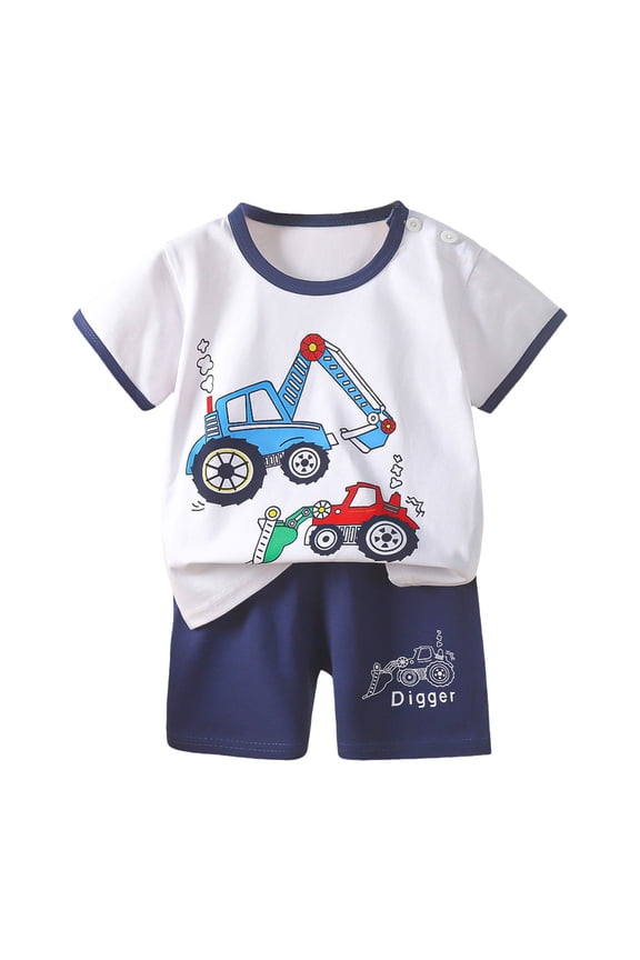 Toddler Baby Girl Summer Clothes Cloud Graphic Short Sleeve Shirt T-Shirt Tops + Elastic Shorts Outfit Set baby boy outfits 12 months(2-3 Years,Sky Blue)