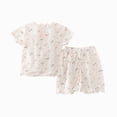 thumbnail image 1 of KPOPLK Toddler Baby Girl Summer Clothes Knit Cotton Cute Summer Outfits Short Sleeves 2 Pieces Shorts Set 12M - 5T(12-18 Months,Pink), 1 of 4