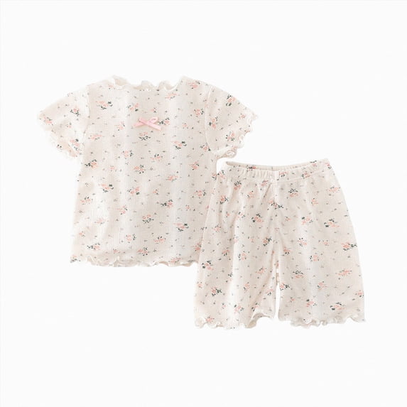 KPOPLK Toddler Baby Girl Summer Clothes Knit Cotton Cute Summer Outfits Short Sleeves 2 Pieces Shorts Set 12M - 5T(3-4 Years,Pink)