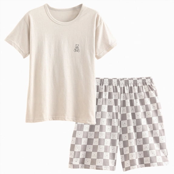 KPOPLK Toddler Baby Girl Summer Clothes Short Sleeves T-Shirt Tee Tops + Shorts Cute Outfits Set Size 7-8 Years,Grey