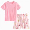 thumbnail image 1 of KPOPLK Toddler Baby Girl Summer Clothes Short Sleeves T-Shirt Tee Tops + Shorts Cute Outfits Set Size 7-8 Years,Pink, 1 of 7
