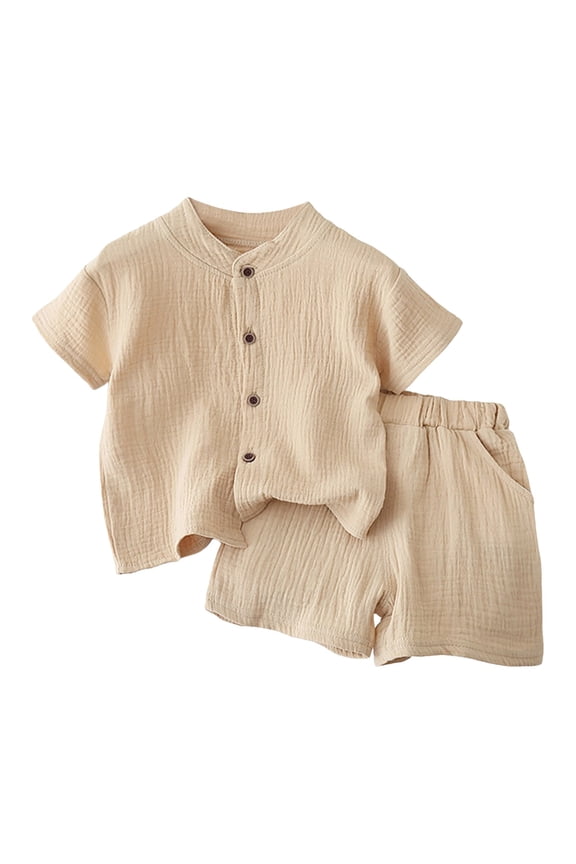 Toddler Baby Girl Summer Clothes Star Graphic Short Sleeve Shirt T-Shirt Tops + Elastic Waist Shorts Outfit Set boy clothes sizes 12 mo and up(3-4 Years,Khaki)