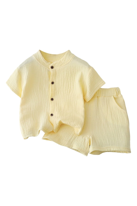 Toddler Baby Girl Summer Clothes Star Graphic Short Sleeve Shirt T-Shirt Tops + Elastic Waist Shorts Outfit Set boys short sets18 months(4-5 Years,Light Yellow)