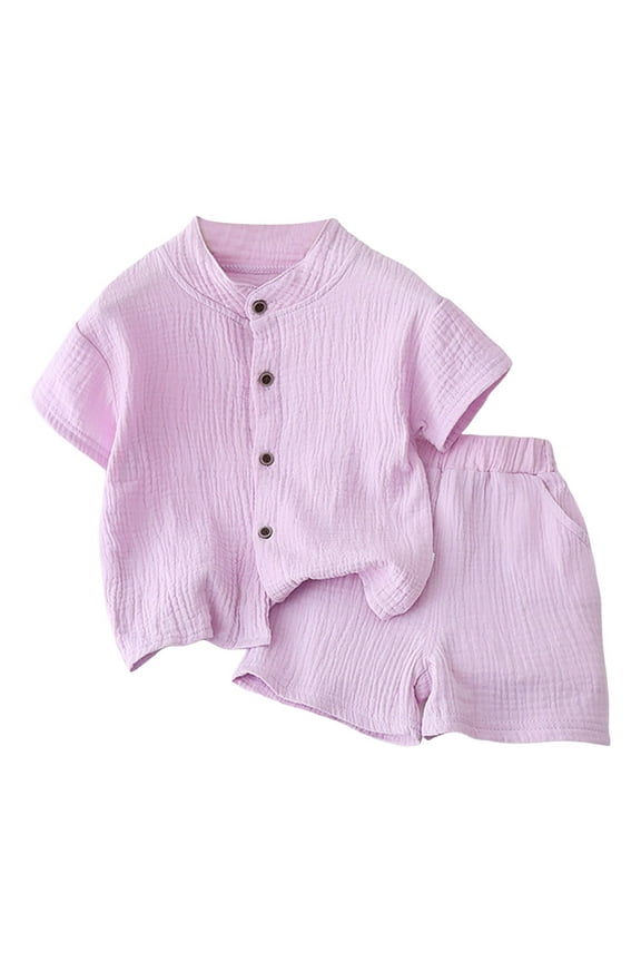 Toddler Baby Girl Summer Clothes Star Graphic Short Sleeve Shirt T-Shirt Tops + Elastic Waist Shorts Outfit Set toddler cargo shorts(2-3 Years,Purple)