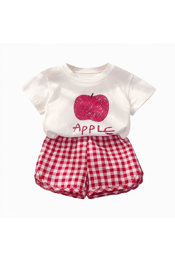 Toddler Baby Girl Summer Outfit Short Sleeve T Shirt Top Casual Shorts Set Infant Newborn Clothes 9 12 18 24 Month 2T 3T 4T 5T 6T Size 3-4 Years,Red
