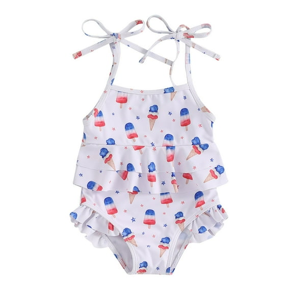 KPOPLK Toddler Baby Girl Swimsuit Color Block Bathing Suits Summer Beach Swimwear clearance Swimwear under $5.00 for kids(18-24 Months,White)