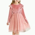 thumbnail image 1 of KPOPLK Toddler Baby Girl Velvet Christmas Dress for Girls Long Sleeve Velvet Sequin Tutu Winter Party Holiday Dress(7-8 Years,A28-Pink), 1 of 7