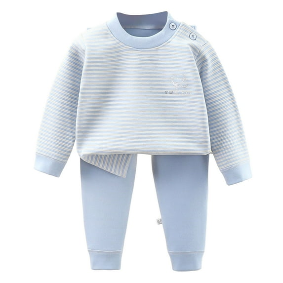 KPOPLK Toddler Baby Girls 25pcs Outfit Letters Print Long Sleeve Sweatshirt Tops Solid Color Pants Fall Winter Clothes(5-6 Years,Light Blue)