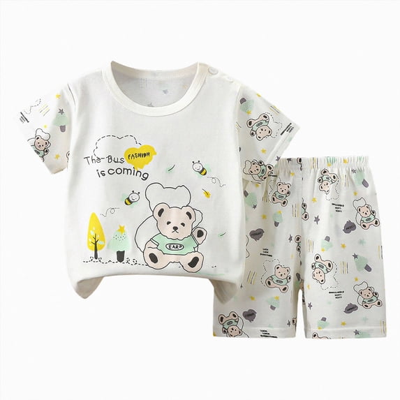 KPOPLK Toddler Baby Girls Clothes 0 3 6 9 12 18 Months 2T 3T 4T T-shirt + Linen Shorts Cute Summer 2Pcs Outfits Set(6-12 Months,White)