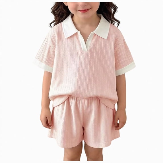 KPOPLK Toddler Baby Girls Clothes Gauze Shirt Tee Tops +Shorts Outfit 2 PCS Set 12 Months-5 Years(2-3 Years,Pink)