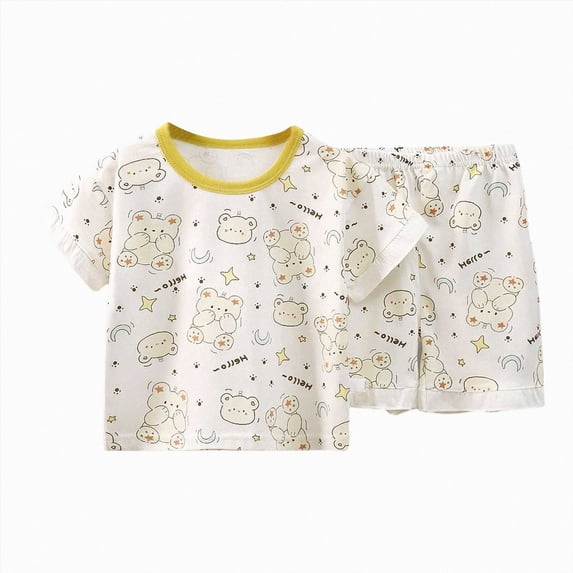 KPOPLK Toddler Baby Girls Clothes Shirt Tops +Pants Outfit 2 PCS Set Summer Casual Cotton Outfit witth Pocket 12 Months-6T(18-24 Months,Yellow)