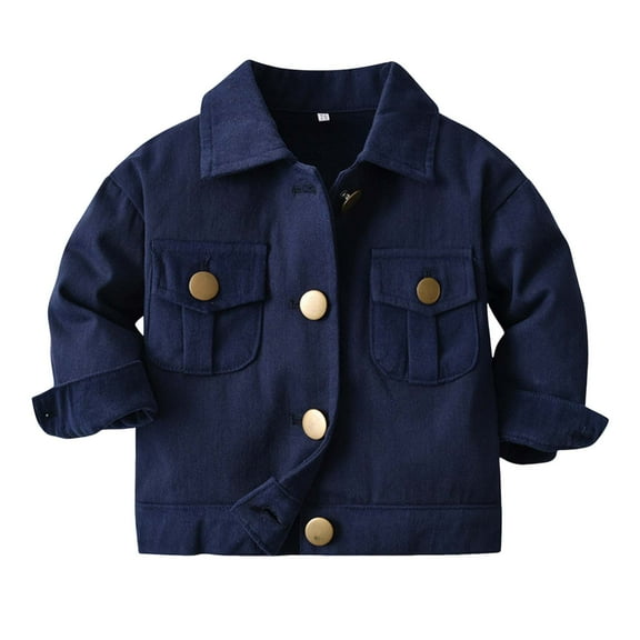KPOPLK Toddler Baby Girls Jean Jacket Kids Denim Jacket Long Sleeve Button Top Coat Casual Outerwear(3-4 Years,Blue)