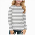 thumbnail image 1 of KPOPLK Toddler Baby Girls Long Sleeve T Shirt Little Kids Fall Crew Neck Tops Casual Tees 1-12 Years Size 11-12 Years,Grey, 1 of 6