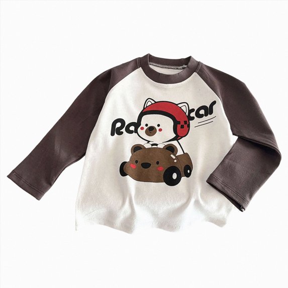 KPOPLK Toddler Baby Girls Long Sleeve T-Shirts Raglan Shirt Baseball Tee Cotton T-Shirts Brown,Size 3-4 Years
