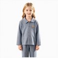 thumbnail image 1 of KPOPLK Toddler Baby Girls Pajamas Set Fall Winter Girls Sleepwear Long Sleeve Jammies for Kids Button-Down Nightwear Loungewear 9Months-10 Years Size 5-6 Years,Blue, 1 of 9