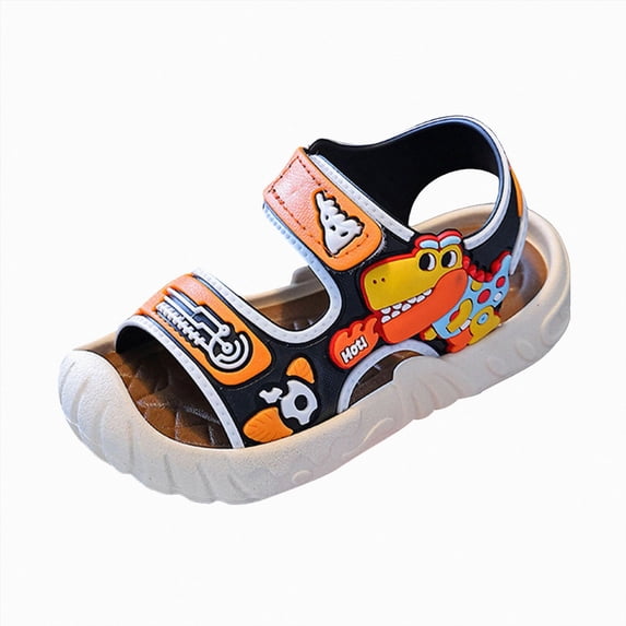 KPOPLK Toddler Baby Sandals Open-Toe Arch Support Wide Summer Shoes for Boys Lightweight Non-slip Kids Beach Shoe with Adjustable Straps Size 13.5,Orange