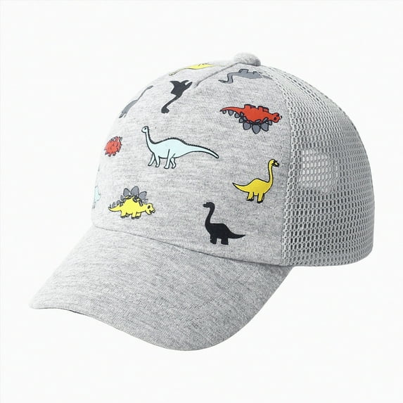 KPOPLK Toddler Baseball Cap Baby Cap Sun Hat Print Dinosaur Pattern And Solid Color Hat(1-3 Years,Grey)