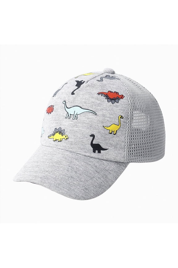 Toddler Baseball Cap Baby Cap Sun hat Print Dinosaur Pattern and Solid Color hat Kids boy Girl(0-1 Years,Grey)