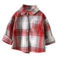 thumbnail image 1 of KPOPLK Toddler Big Boys Plaid Button Jackets Kids Flannel Checked Tartan Tops Fall Winter Outcoats(3-4 Years,Red), 1 of 2