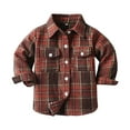 thumbnail image 1 of KPOPLK Toddler Big Boys Plaid Button Jackets Kids Flannel Checked Tartan Tops Fall Winter Outcoats(3-6 Months,Brick Red), 1 of 2