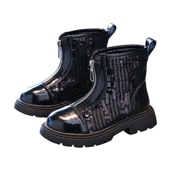 KPOPLK Toddler Boots Kids Unisex Lace up Hiking Work Boots Girl Ankle Boot(11,Black)