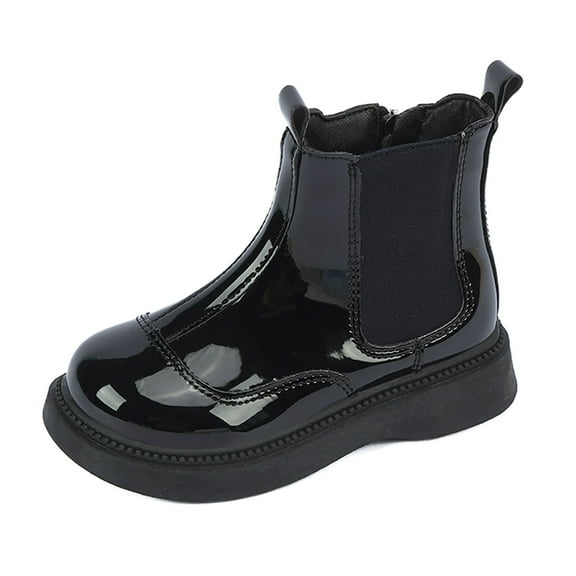 KPOPLK Toddler Boots Kids Unisex Lace up Hiking Work Boots Girl Ankle Boot(12.5,Black)