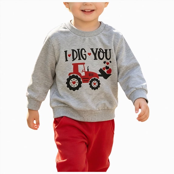 yboeqw Toddler Boy Clothes Fall Outfits 2-Piece Crewneck Long Sleeve Top Pant Set Kids Boy Casual Clothing for Outwear Grey,Size 4-5 Years