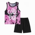 thumbnail image 1 of KPOPLK Toddler Boy Clothes Summer Outfits Sleeveless Shirt Waffle-Knit Tank Tops T-Shirt+Casual Shorts 2 Piece Clothing Set 1-5T Size 5-6 Years,Pink, 1 of 4