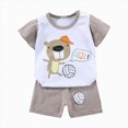 thumbnail image 1 of KPOPLK Toddler Boy Outfits Clothes 2pcs Summer Graphic Printed Short Sleeve Cotton Tee T-Shirt Shorts Sets(5-6 Years,Khaki), 1 of 4