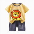 thumbnail image 1 of KPOPLK Toddler Boy Spring Outfits 12M-4Y Boys Clothes 2Pcs Baby Boy Summer Clothing Toddler Casual Outfits Tops Shorts Set(7-8 Years,Yellow), 1 of 4