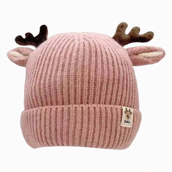 KPOPLK Toddler Boy Winter Beanie Baby Knit Hat Warm Girl Beanies Newborn Cute Hats for Kids(0-24 Months,Pink)