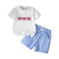 thumbnail image 1 of KPOPLK Toddler Boys 2 Piece Outfits Short Sleeve T-shirt & Shorts Set Summer Clothing Set for Boys 1T 2T 3T 4T 5T Size 3-4 Months,White, 1 of 6